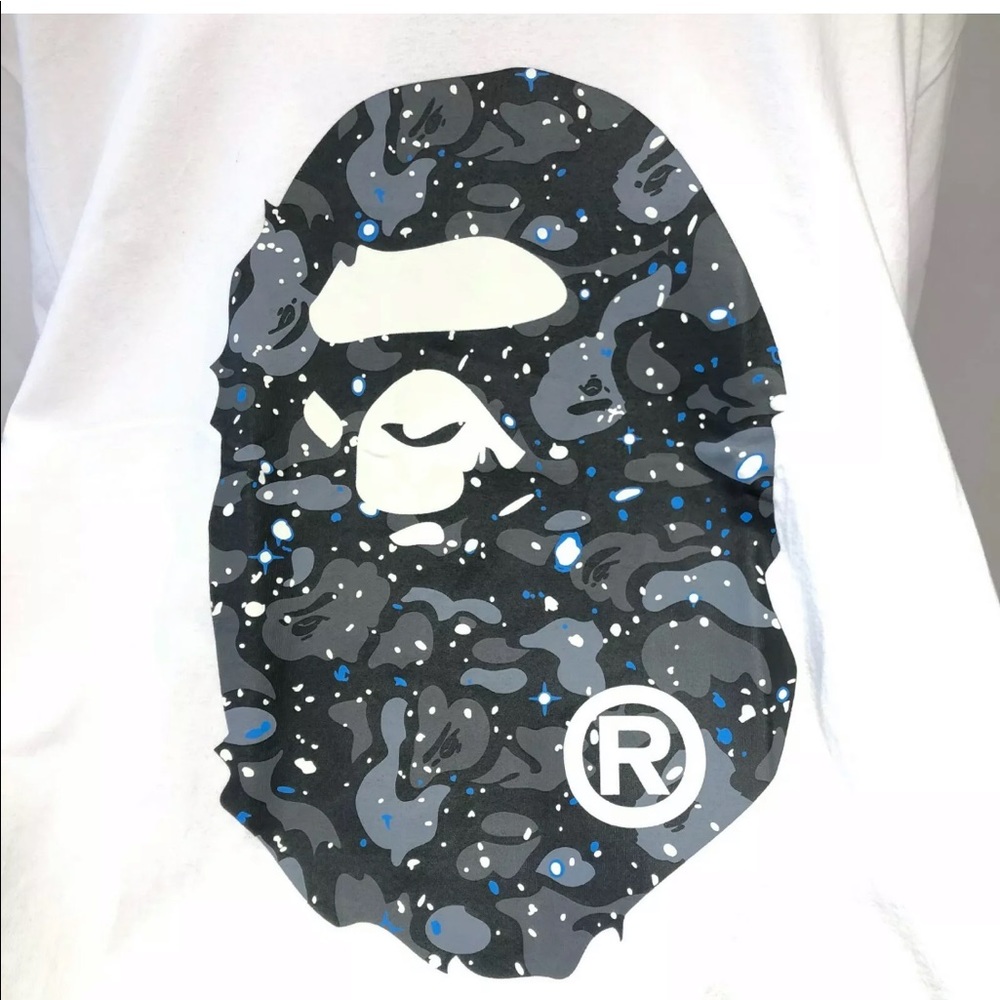 BAPE Space Camo Big Ape Head Tee White